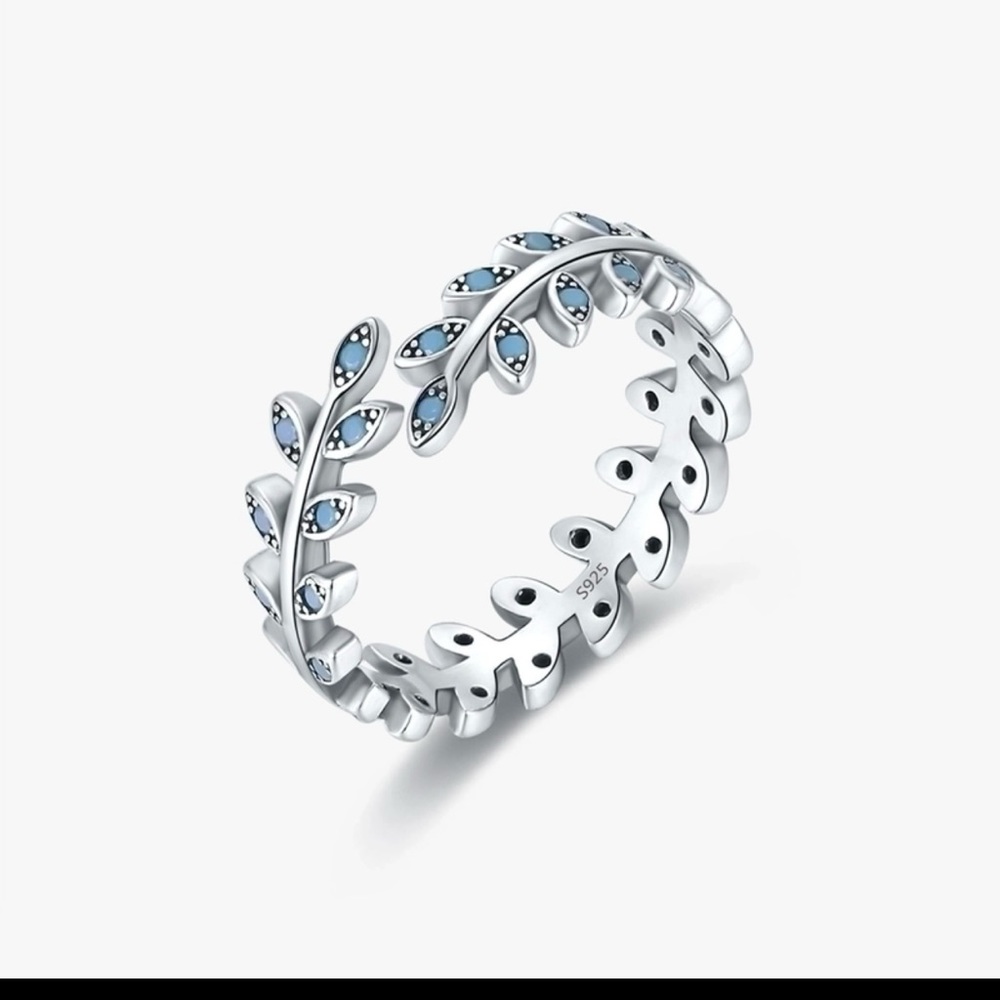 Solid Sterling Silver Turquoise Open Ring - image 1